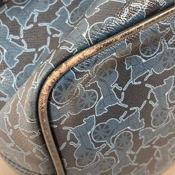 Auth CELINE Old Sulky Tote Bag 2WAY Bag Crossbody Shoulder Bag Leather/PVC blue/ - Picture 14 of 16